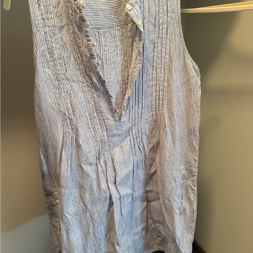 Faherty Blue and White Striped Blouse